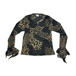 Used Rampage Clothing Co. Leopard Print Long Sleeve Top‎ Sz Large Excellent Cond